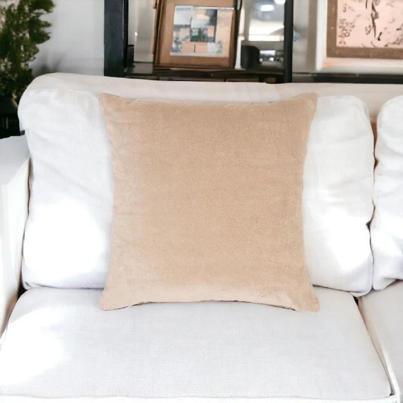 20" X 20" Taupe Cotton Zippered Pillow