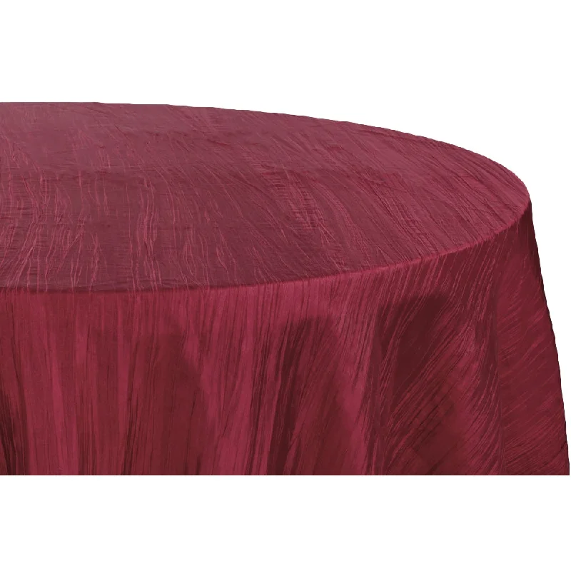 Accordion Crinkle Taffeta 120" Round Tablecloth - Burgundy