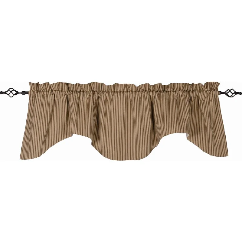 York Ticking Scalloped Valance Black Nutmeg Lined VS880011