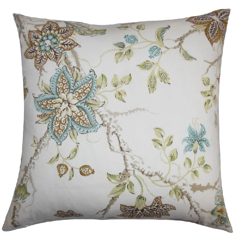 Ululani Floral Euro Sham Brown Blue