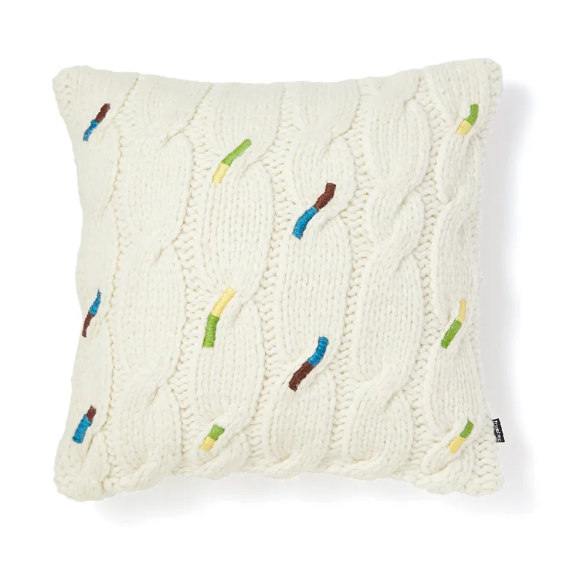 Knit Emb Cable Cushion Cover 450 X 450 White