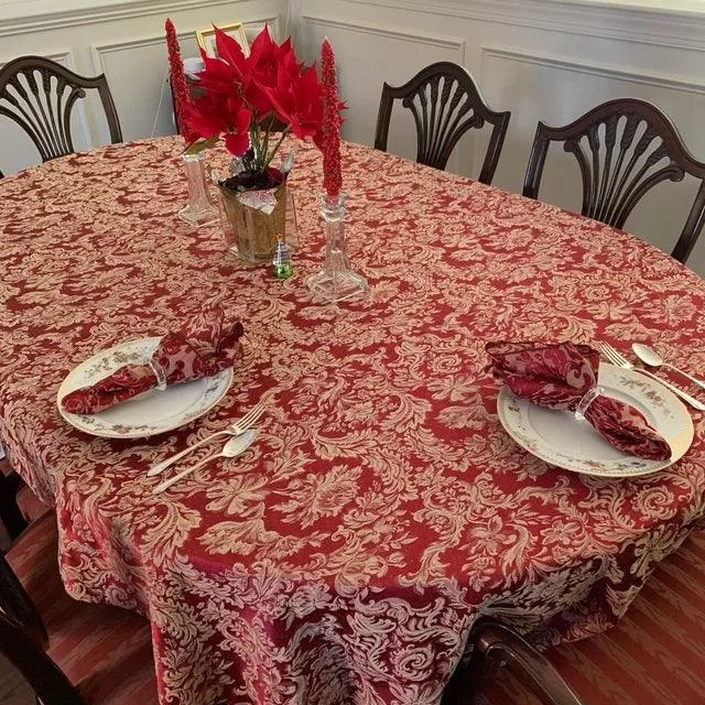 Miranda Damask Oval Tablecloth