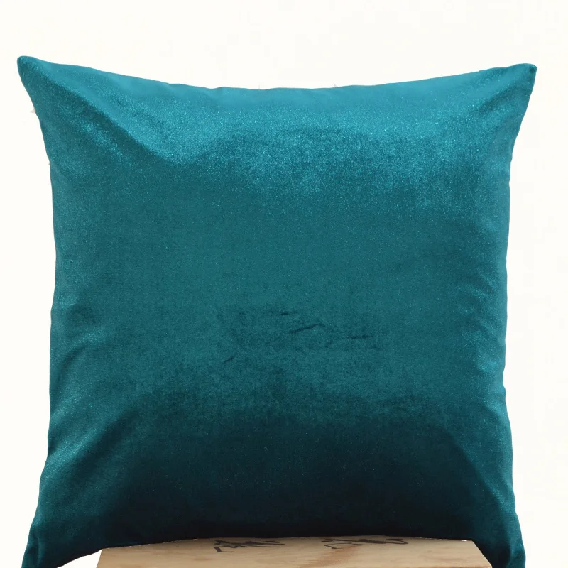 Lush teal velvet oatmeal linen pillow- Teal pillows- cushion covers - 16x16- Gift- Velvet decorative pillow- Teal throw pillow- Teal Bedding