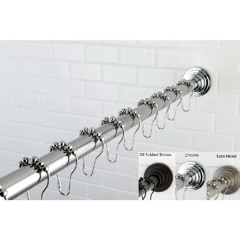 Kingston Brass Traditional 60 in. to 72 in. Tension Shower Rod with Hooks