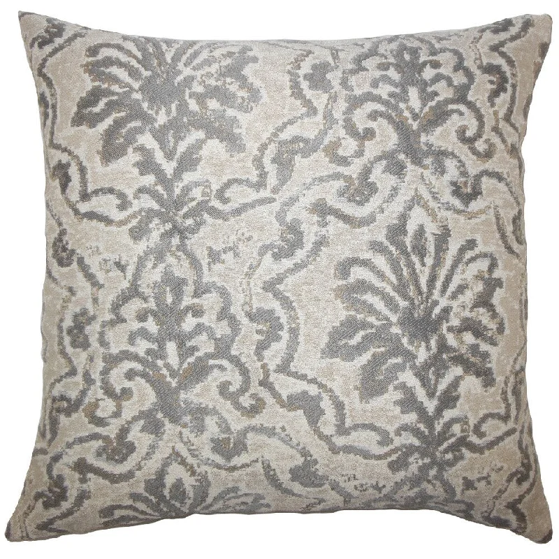 Zain Damask Euro Sham Pewter