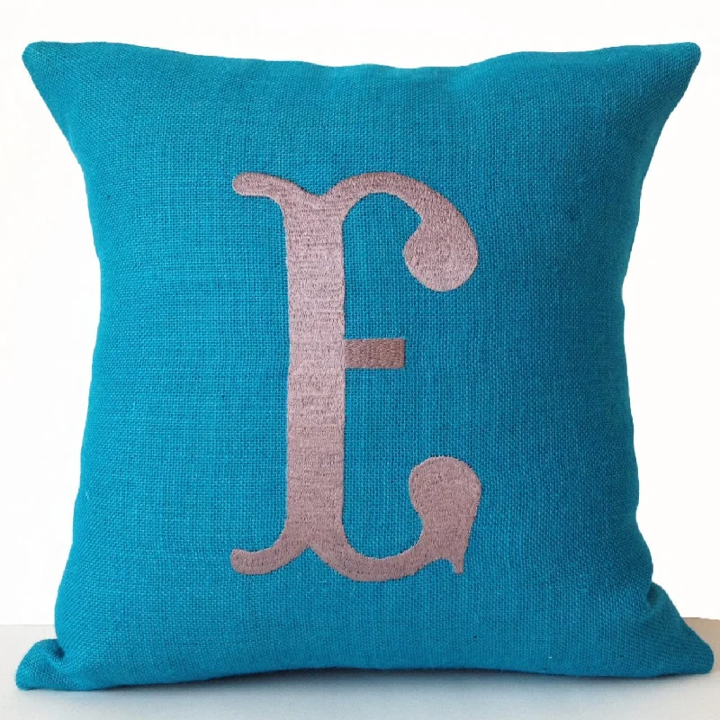 Burlap Monogram Pillows Custom Pillow Cases With Large Letter