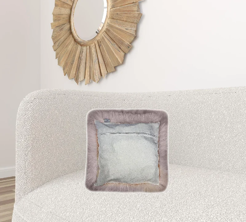 Set Of Two  Blush Natural Sheepskin Square Pillows