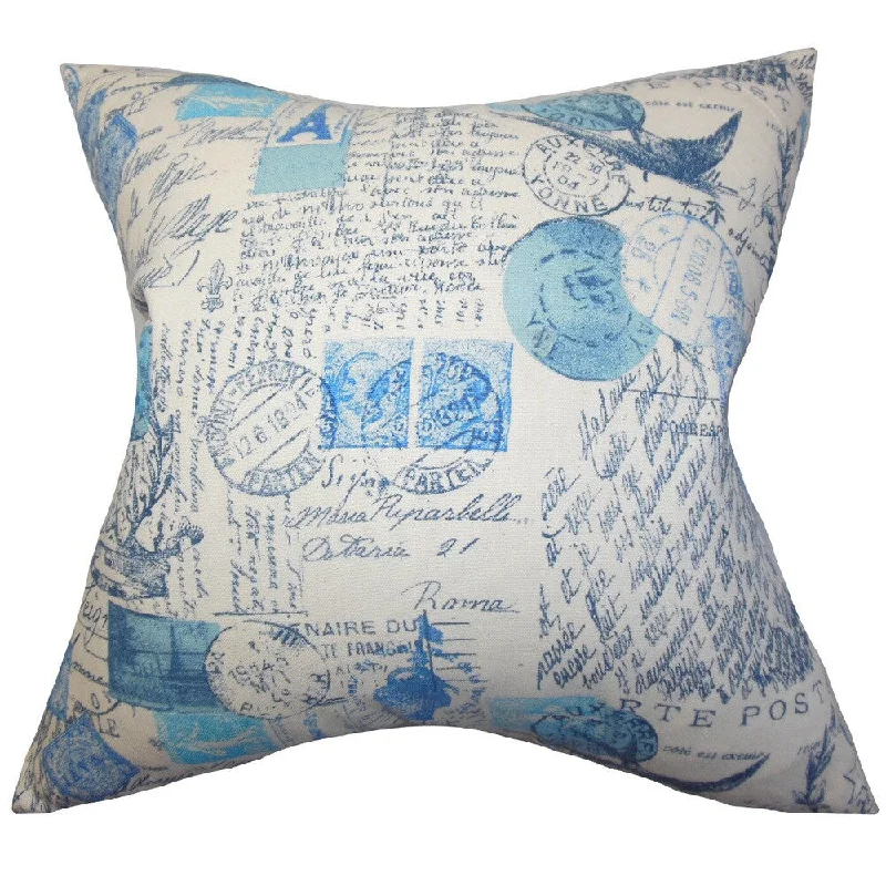 Winsome Typography Euro Sham Blue