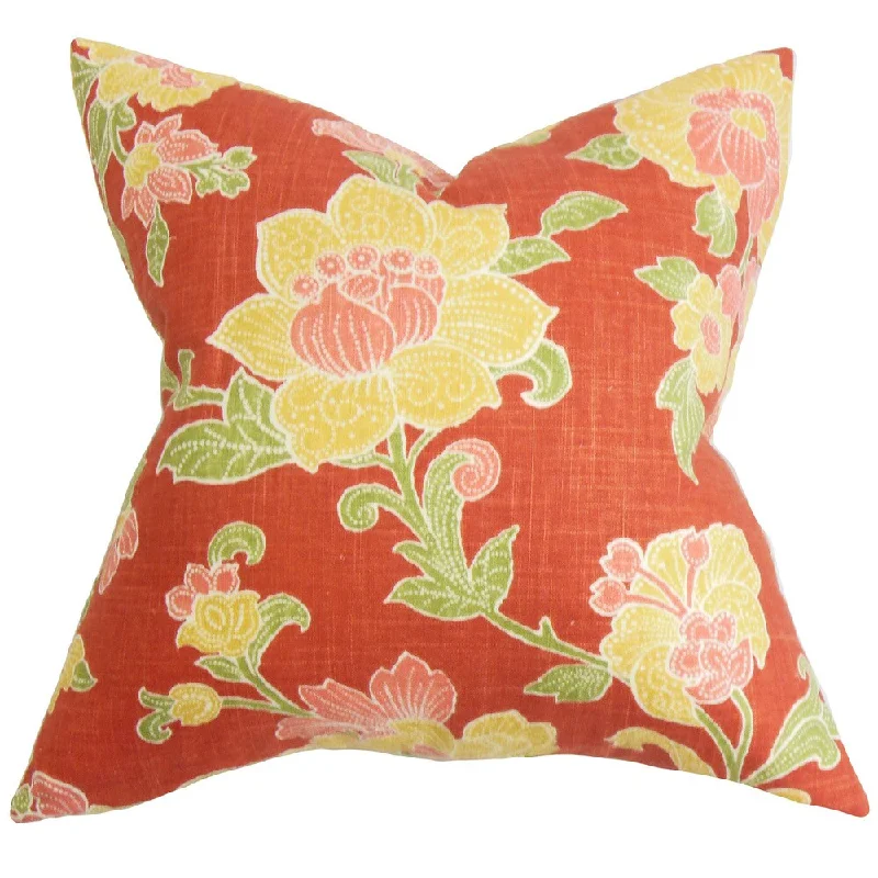 Duscha Floral Euro Sham Red Yellow