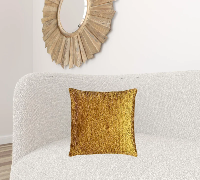 Gold Crinkle Down Filled Throw Pillow