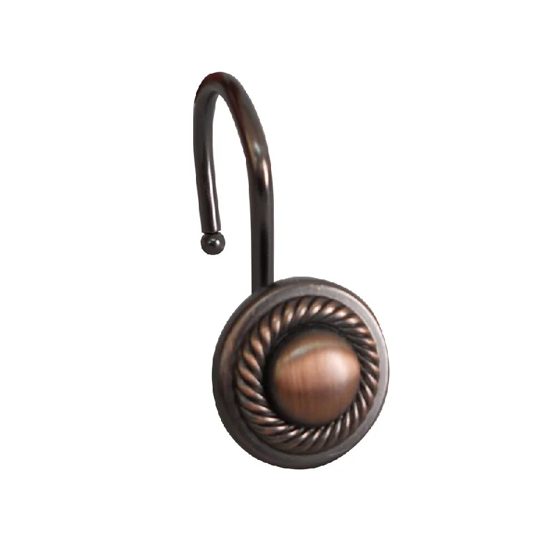 Round with Rope Shower Curtain Hooks in Oil Rubbed Bronze - Oil Rubbed Bronze