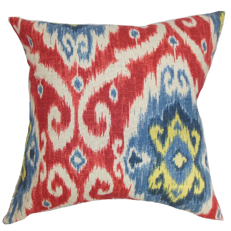 Deandre Ikat Euro Sham Red Blue