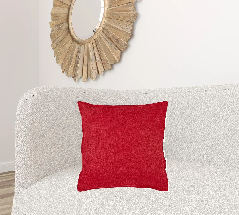 Red Solid Color Flange Edge Throw Pillow