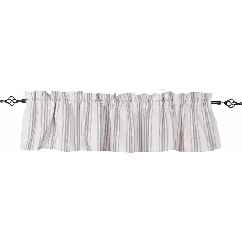 Grain Sack Stripe Cream Pewter Valance Lined VL165065