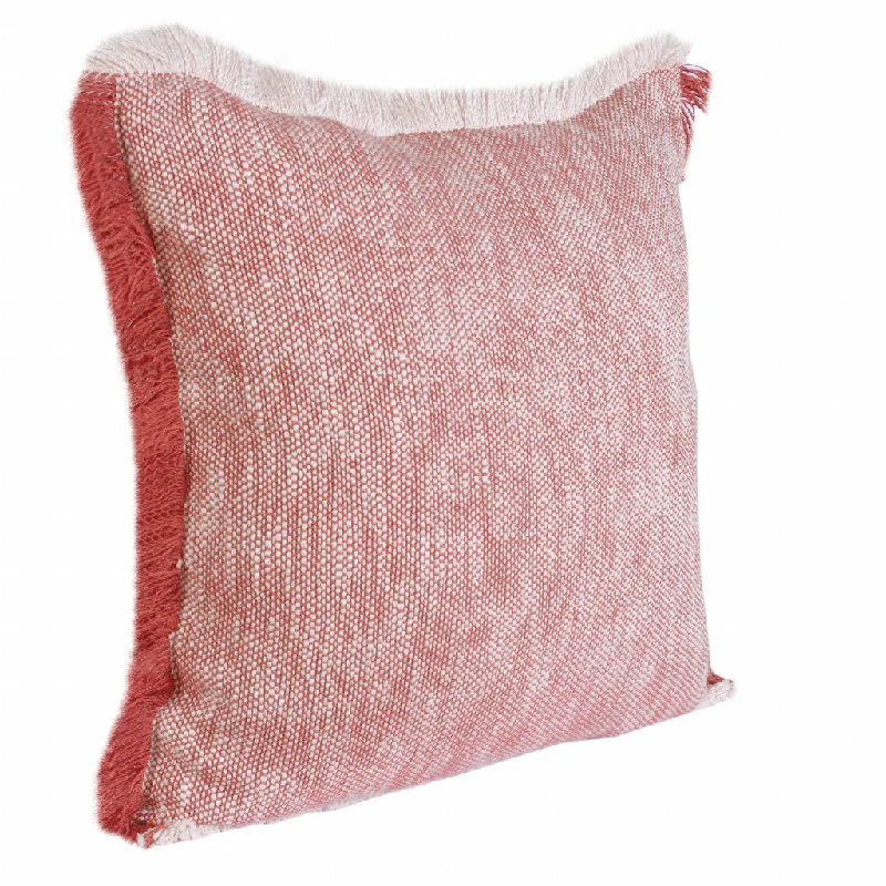 20" X 20" Auburn Red And White 100% Cotton Geometric Zippered Pillow