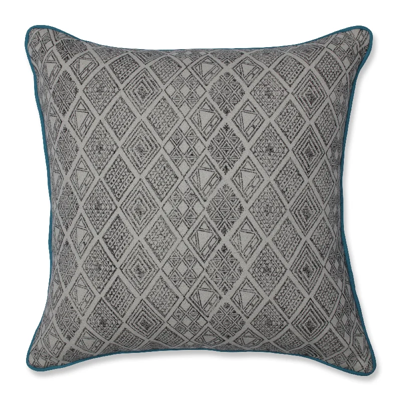 Gypsy Black/Off White 18-Inch Blue Corded Throw Pillow