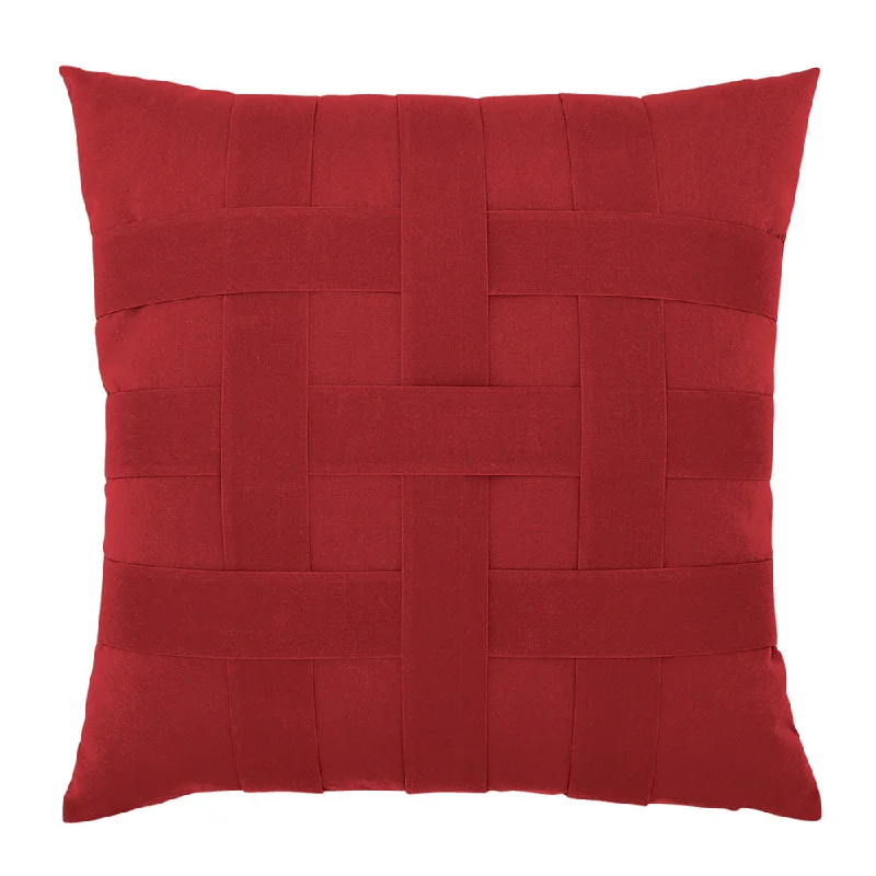 20" Square Elaine Smith Pillow  Basketweave Rouge