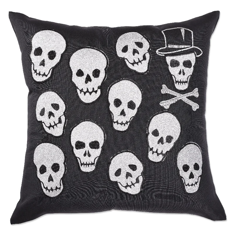 Indoor Glitzy Skulls 18-inch Throw Pillow